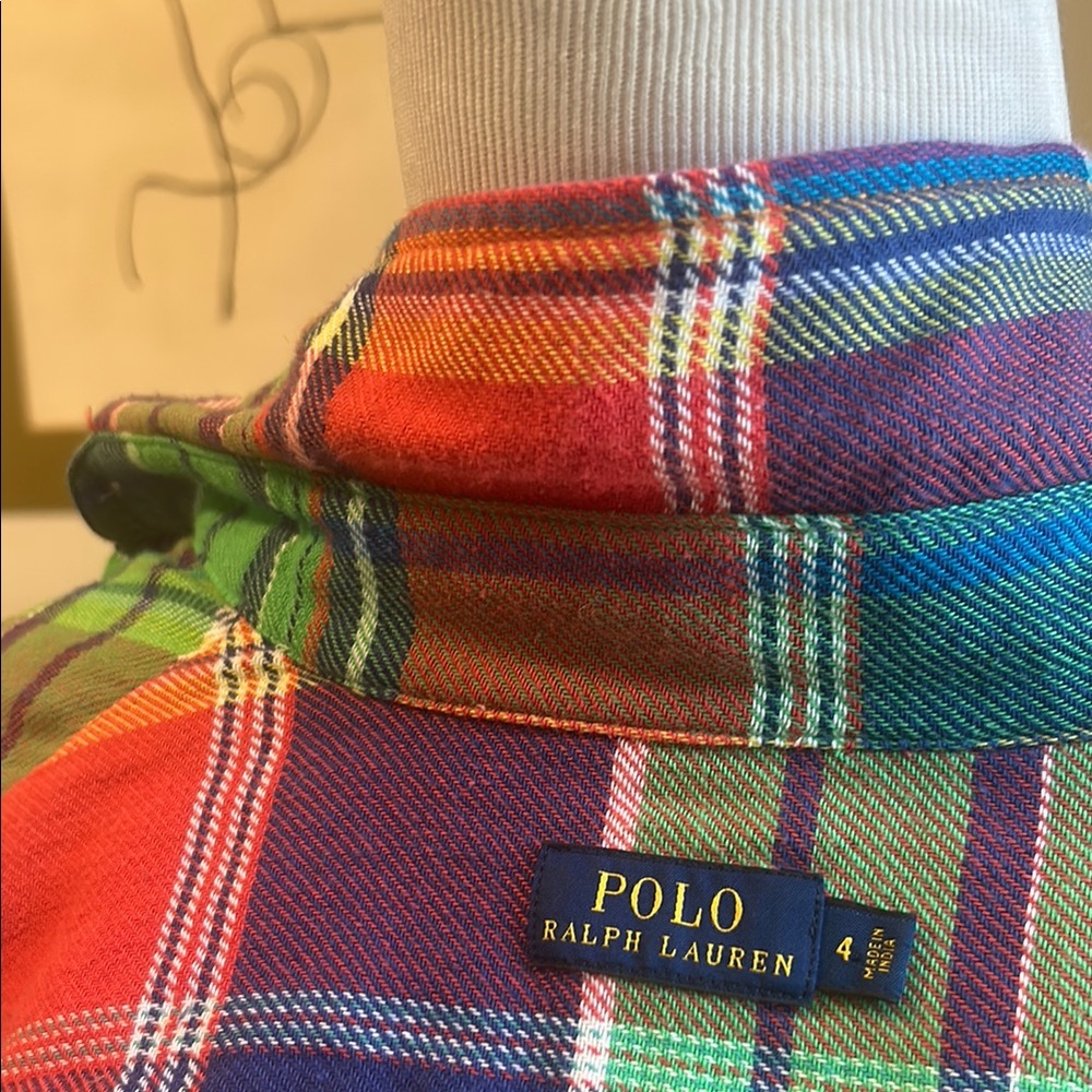 Small Excellent condition Soft Sexy Polo Ralph Lauren Multicolor Plaid Shirt